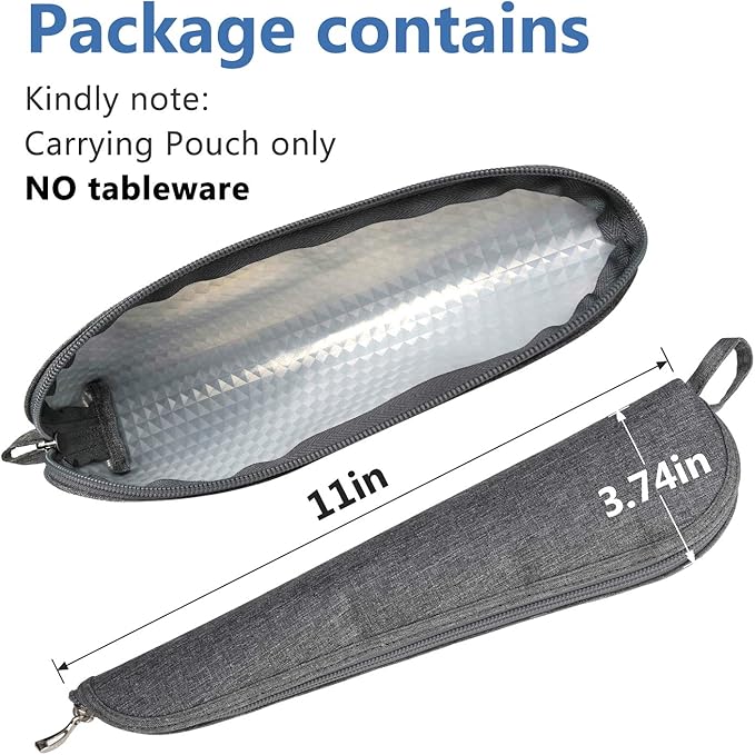 Aosbos Travel Utensil Sets Carrying Case Portable Cutlery Set Pouch Reusable Silverware Set Bag Stainless Steel Straws Pouch Chopsticks Knife Fork and Spoon Holder for Work Bento Box Lunch Bag, Grey