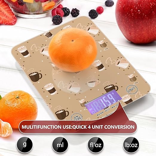 Food Scale Kitchen Scale for Baking Cooking Digital Food Weighing Measuring Scale Small Waterproof Electric Food Scale Coffee Cup Brown