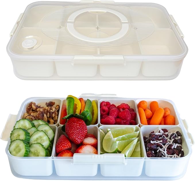 Puccino's Kitchen Snack Box Container - 1 Pack - Microwave & Dishwasher Safe - Versatile Snack Box, Serving Tray, Ideal Lunchable Container