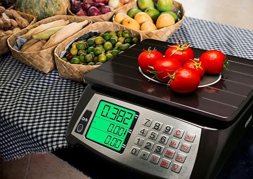 Price Computing Scale Commercial Counting Function Digital Food Scale Industrial Kitchen Waterproof Platform Stainless Steel Keys Rechargeable Portable Meat Produce Grocery Farmers Market Deli