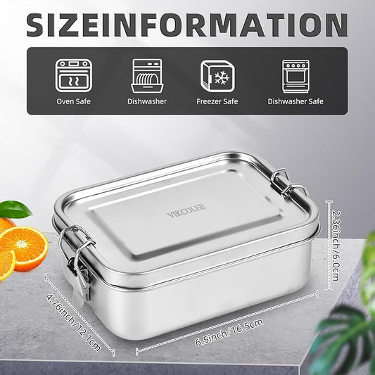 4 PCS Stainless Steel Bento Box 850ml, Metal Lunch Box Food Containers, Steel Lunch Container for Home, Work, Camping