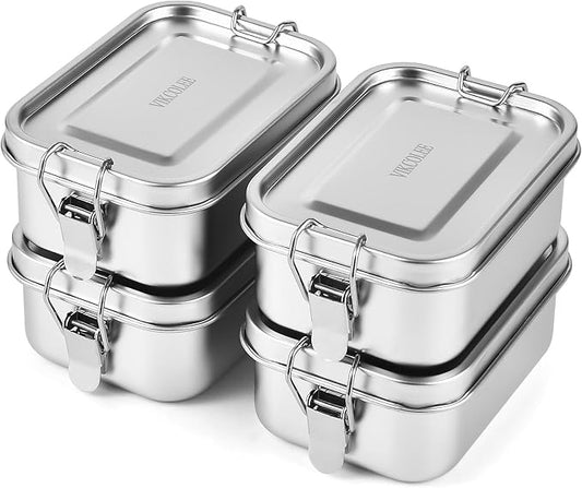 4 PCS Stainless Steel Bento Box 550ml, Metal Lunch Box Food Containers, Steel Lunch Container for Home, Work, Camping