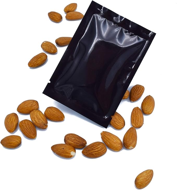 QQ Studio 100 PCS Metallic Mylar Foil Open Top Sealable Bags (8x12cm(3.1x4.7"), 100x Glossy Black)