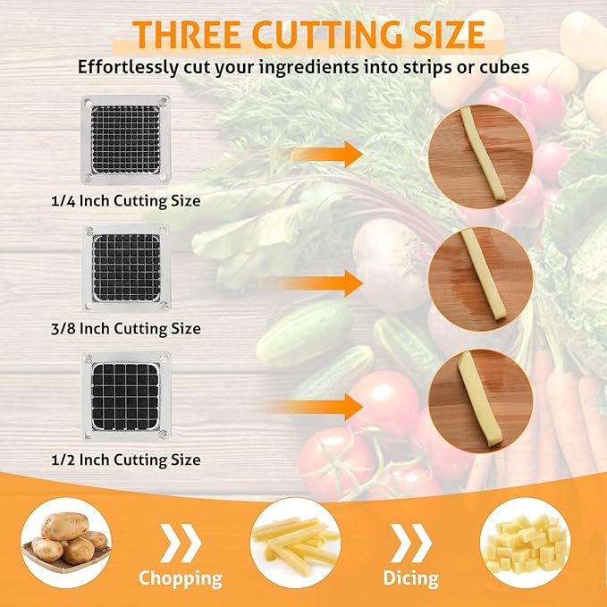 WICHEMI Replacement Chopper Blade 1/2" Blade Commercial Vegetable Chopper Stainless Steel Onion Chopper Dicer Blades and Pusher Block for Tomato Dicer French Fry Cutter