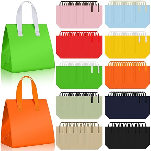Kacctyen 100 Pcs Insulated Take Out Bags Bulk 10.2 x 6.7 x 10.2 in Thermal Insulation Food Bag for Coffee, Milk Tea, Hot Cold Food, Delivery Cooler for Catering Restaurant Grocery Picnic (Multicolor)
