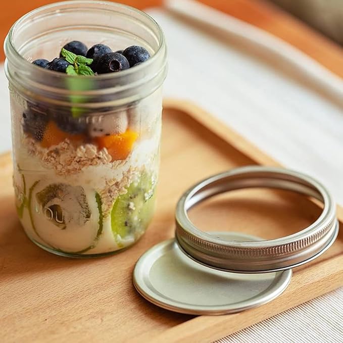 Wide Mouth Mason Jars 16 oz with Lids [6 Pack], Canning Jars with Metal Airtight Lids and Bands, 16 oz Glass Jars for Fermenting, Pickling, Freezing, Preserving, Meal Prep, Jar Décor