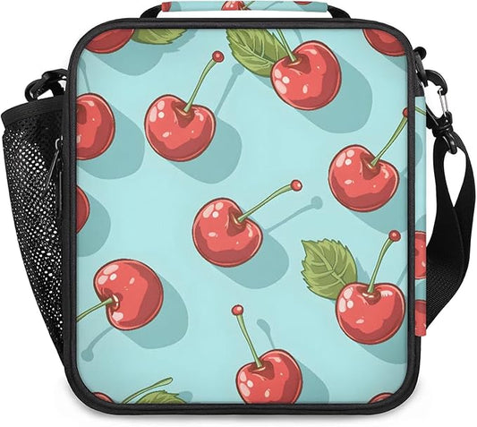 Green Lunch Bag Personalized Insulated Lunch Bag Reusable Lunch Box Picnic Travel Lunch Tote Bag Snack Bag Fruit - Cherry (22)