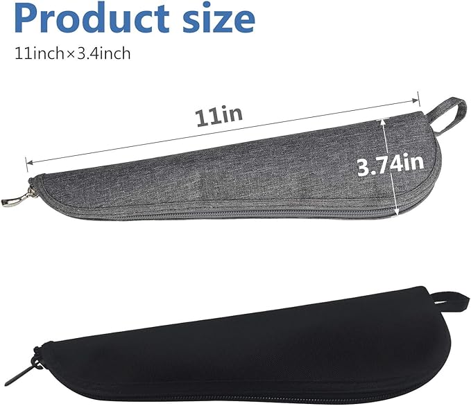 Travel Utensil Sets Carrying Case 2-pack Portable Cutlery Set Bag Reusable Silverware Set Stainless Steel Straws Pouch Chopsticks Knife Fork and Spoon Holder for Bento Lunch Box Black&Grey, Aosbos