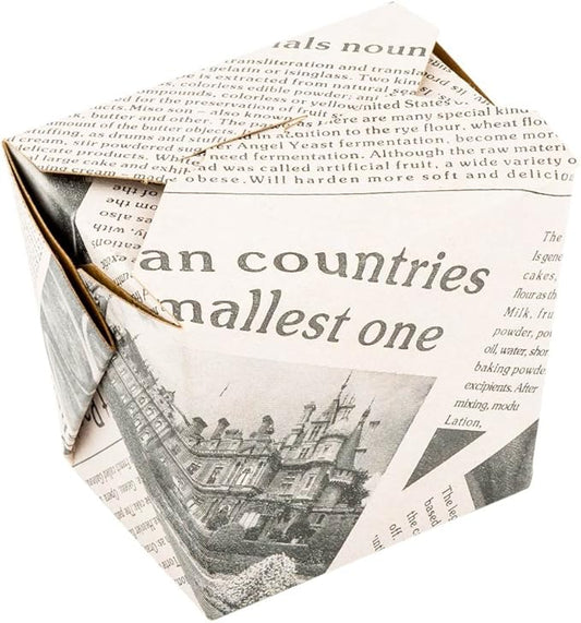 Restaurantware-8 Ounce Noodle Take Out Boxes, 200 Disposable Food To Go Boxes - Tab-Lock, Stackable, Newsprint Paper Take Home Boxes, Greaseproof, For Restaurants, Catering, And Parties