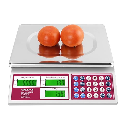 Digital Commercial Price Scale 66 lbs for Food Meat Fruit Produce with Green Backlight LCD Display Stainless Steel Platform Battery Included Not for Trade
