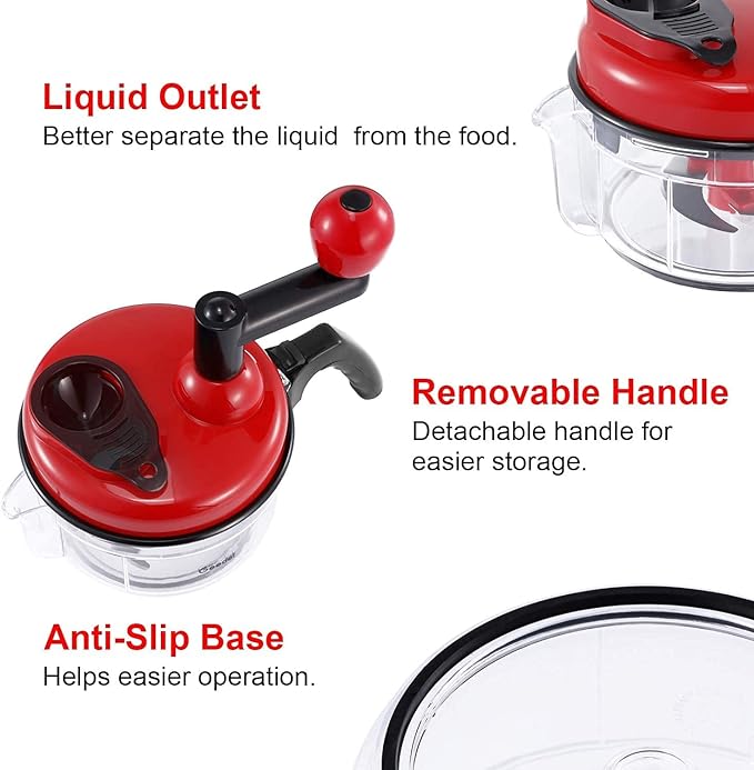 Hand crank food processor chopper for vegetables fruits nuts with egg white separator