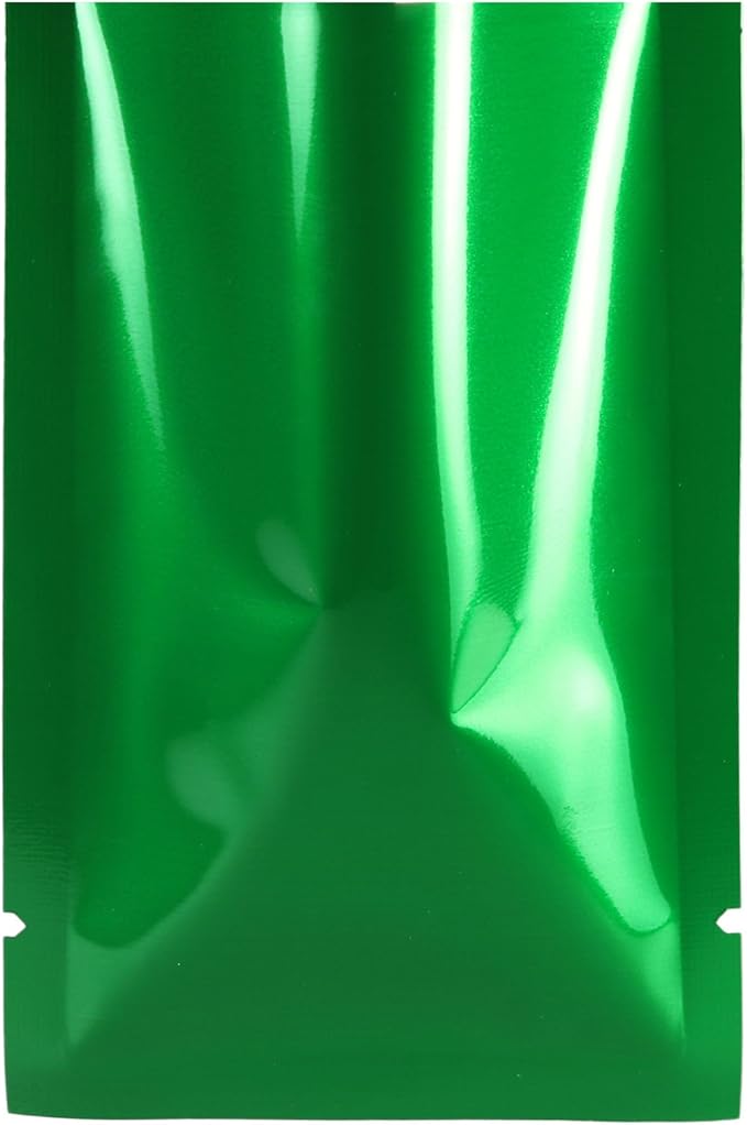 QQ Studio 100 PCS Metallic Mylar Foil Open Top Sealable Bags (8x12cm(3.1x4.7"), 100x Dark Green)