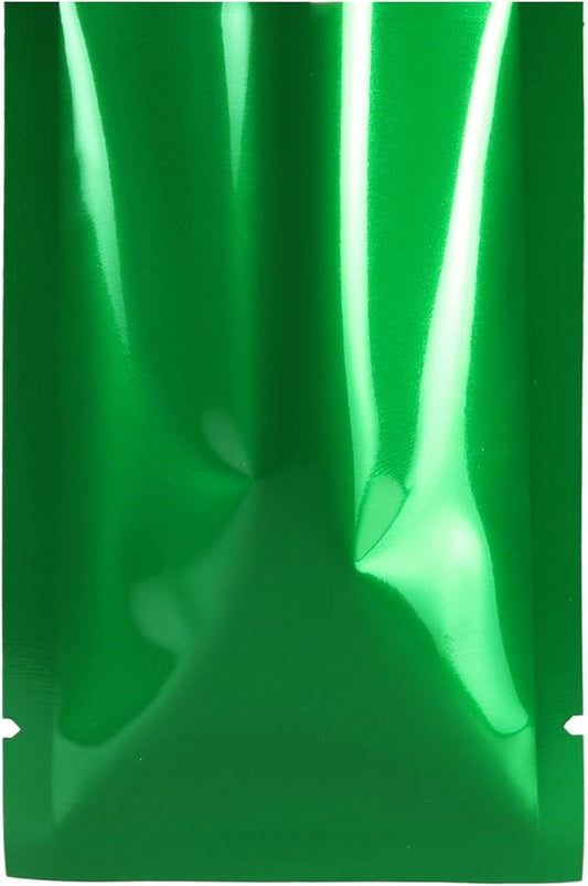 QQ Studio 100 PCS Metallic Mylar Foil Open Top Sealable Bags (8x12cm(3.1x4.7"), 100x Dark Green)