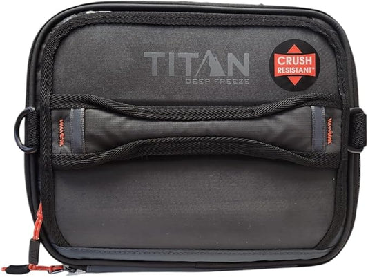 Titan Fridge Cold Crush Resistant Expandable Lunch Bag - With Reusable Gel Ice Packs Plus Food Container Set - Black
