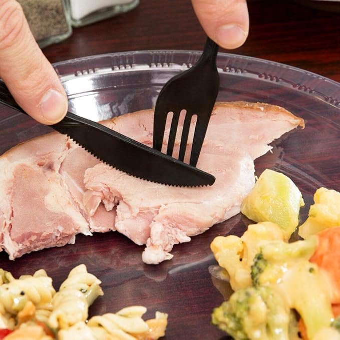 250 Plastic Cutlery Packets - Knife Fork Spoon Napkin Salt Pepper Sets | Black Silverware Sets Individually Wrapped Kits, Bulk Plastic Utensil Cutlery Disposable To Go Silverware