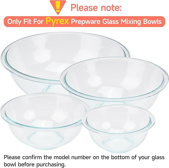 1 Pack Silicone Lids Only Fit for Pyrex 325-2.5 Quart Smart Essentials Rimmed Glass Mixing Bowls, Dishwasher and Microwave Safe (Lids Only)