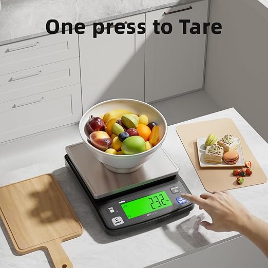 Polit Food Kitchen Scale KPT, 13lb/6Kg Digital Kitchen Scale Weight Grams Ounces 0.5g/0.01oz Accuracy, Premium Stainless Steel with LCD Display, 4 Units for Baking and Cooking (Power Adaptor Included)