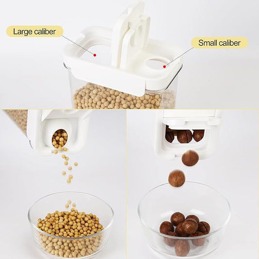 Cereal Containers Storage Airtight Food Storage Container Plastic Kitchen Organizer with Pour Spout Measuring Cup for Dry Food, Flour, Sugar, Nuts, Rice dispenser,2 Pack-1.8L