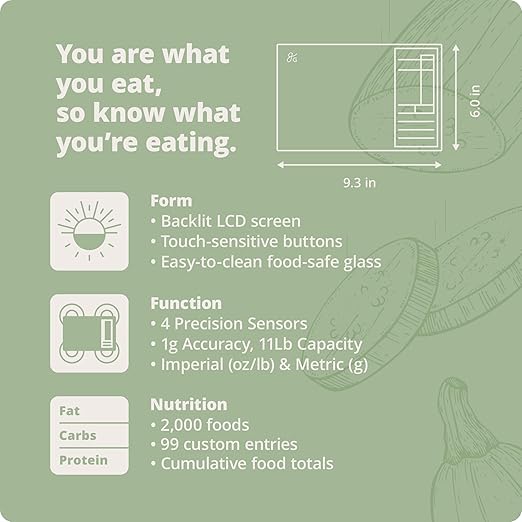 Nutrition Scale by Greater Goods with Food Grade Glass, Perfect for Calorie Counting, Meal Prep, and Weight Loss (Sage Green)