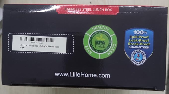Lille Home 28oz Stainless Steel Leakproof 2-Compartment Bento Lunch Box/Portion Control Food Container with Lunch Bag and Cutlery Set, BPA Free (pink)