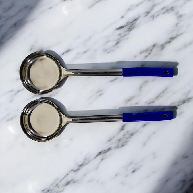 8 Ounce Solid Stainless Steel Portion Control Ladle Spoon for Measuring and Serving; Commercial Grade Serving Scoops [Pack of 12]