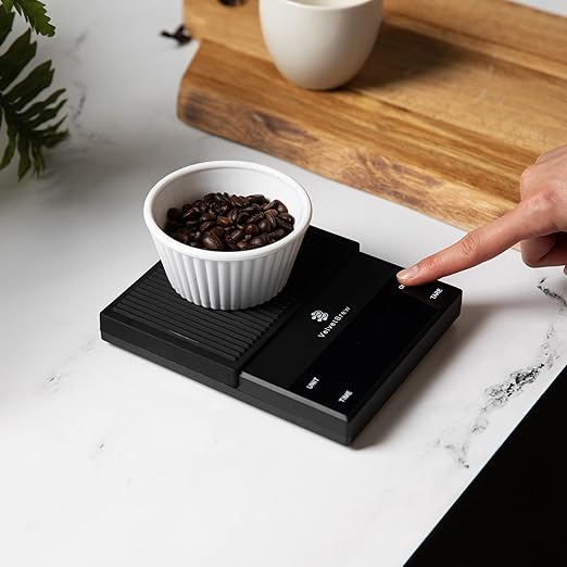 VelvetBrew Digital Coffee Scale with Timer - Premium Espresso Scale .Gram Accuracy - Pro Coffee Scale for Precision Brewing, Black