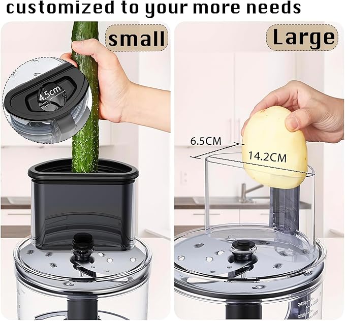 14 Cup Food Processor, French-Fry-Cutter, Blending, Mixing, Shredding, and Slicing, Meat and Vegetable Chopping, Doughing for Home Use, Mincing, and Pureeing,4 Speeds, Large Feed Chute,700W