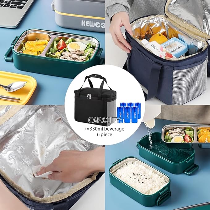HEWOOH Large Bento Box Adult Lunch Box (74 Oz Large Capacity), Reusable, Including Lunch Bag, Fork And Spoon, 3 Dividers, Suitable For Work, Picnic, Dishwasher And Microwave Safe. （Green）