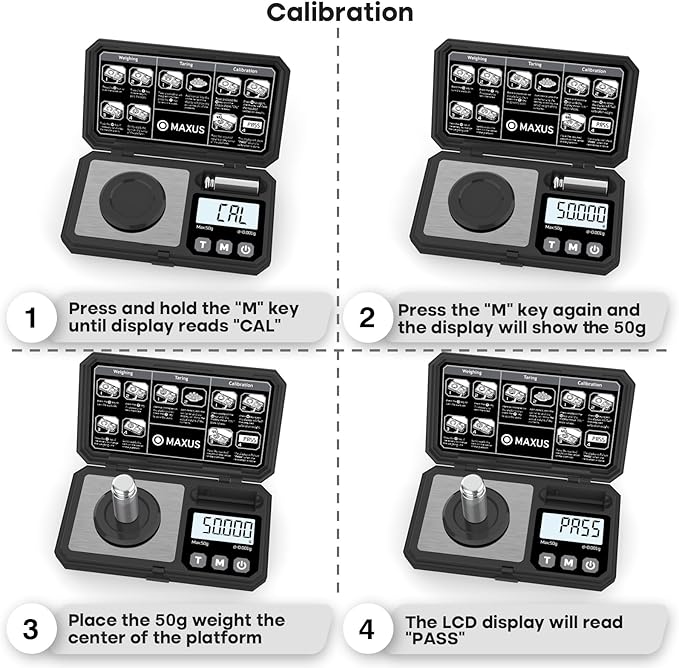 MAXUS Digital Milligram Scale 50g/0.001g with Calibration Weight, Reloading Scale with Powder Trickler Accessories