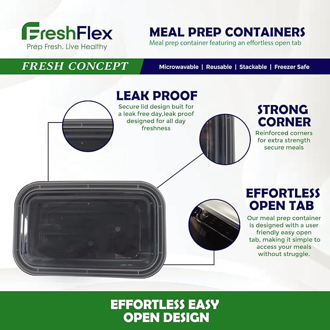 Meal Prep Made Effortless – 50-Pack 36 Oz Meal Prep Containers | Ultimate Storage Solution with Easy-Open Lid, Leakproof Seal, Microwave & Dishwasher Safe