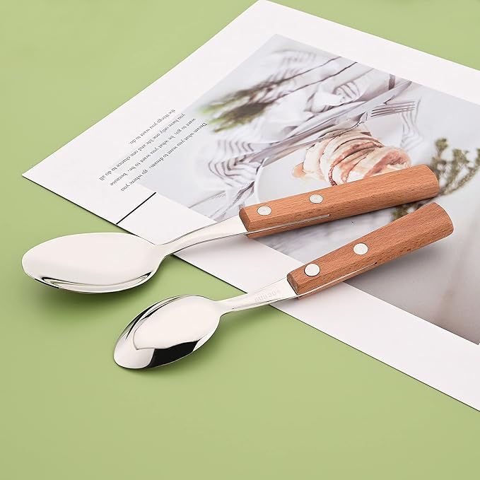 Espresso Spoons, 8-Piece Mini Coffee Stainless Steel Spoons Bistro Small Spoons for Dessert, Tea, Appetizer, Dessert Spoons with Wooden Handle, 6.3-inch Flatware Teapoons
