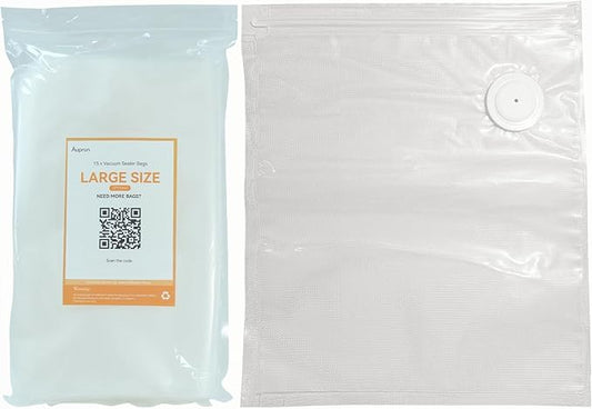 Reusable Vacuum Sealer Freezer Bags for Food Storage and Preservation, 12”x13” L size(15 Packs), Great for Leftover Save, Meal Prep, Sous Vide Cook, Outdoor BBQ. BPA Free, Dishwasher Safe Microwavable