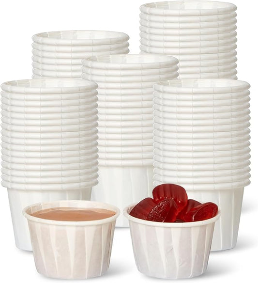Fit Meal Prep [500 Pack] 0.75 oz Treated Paper Souffle Portion Cups for Condiments Samples Measuring Jello Shots Sauce Disposable Cup - White