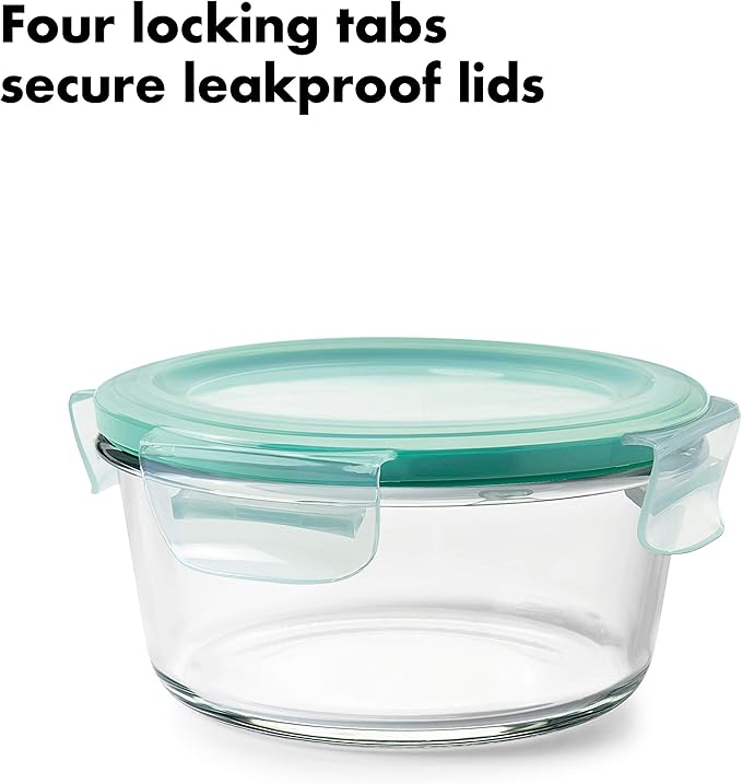 OXO Good Grips 8 Piece Smart Seal Airtight Glass Round Container Set,Blue