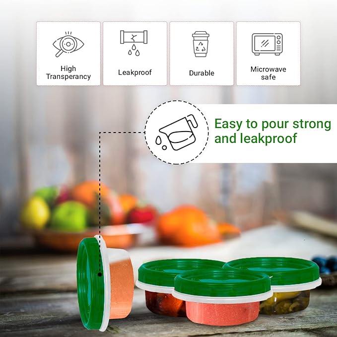 [Green - 12 Pk] Airtight Deli Containers with Lids Twist Lock Top Clear Food Storage for Meal Prep Snacks and Leftovers Freezer and Microwave Safe Stackable Leak-Resistant and 12 Pc. Set (8 Ounce)