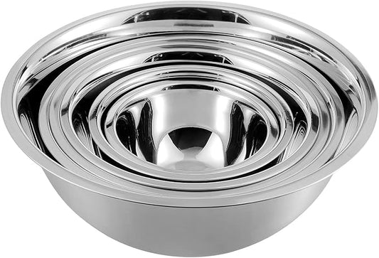 Vinod Cookware Stainless Steel Mixing Bowls - Stackable Mixing Bowl Set - Heavy Duty Flat Bottom Stainless Steel Bowls for Meal Prep, Cooking, Mixing & Serve - Space Saving & Easy Clean - Set of 6