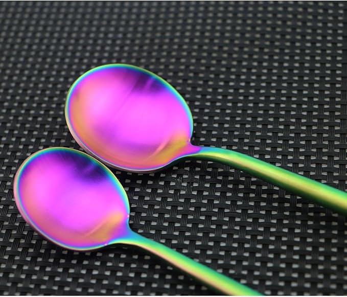 Iridescent Rainbow Multicolor Flatware 20 Pieces Tableware Set Cutlery Set Dinnerware Anti-rust Utensil Set,Salad Spoons Knives and Dessert Forks, Service for 4