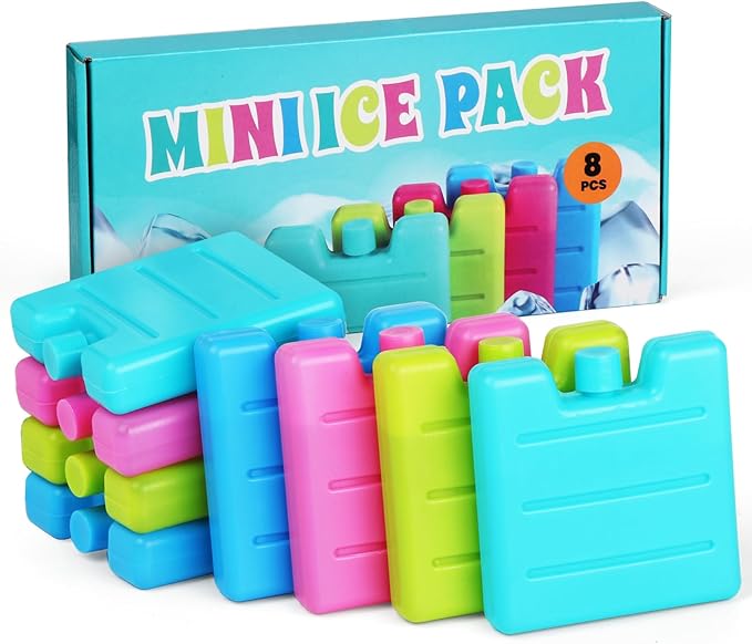 Lemonfilter 8 Pack Reusable Ice Packs for Lunch Boxes, Small Freezer Packs for Coolers Leak-Proof Long Lasting Cool Packs for Camping, Travel, Picnic, Work, Fishing