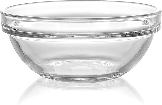 Red Co. 6-Pack 0.2 Quart Fully Tempered Clear Glass Mixing and Prepping Bowl with Safety Rim, Mini