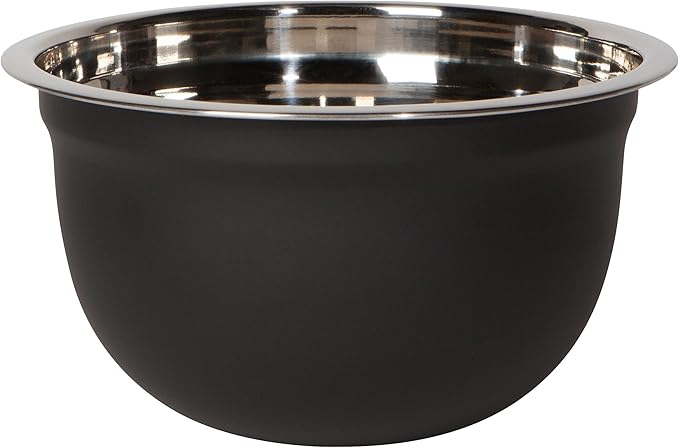 Now Designs Matte Coated Steel Mixing Bowls, Black, 5 qt, 3 qt, 1.5qt, D7xH3.57 / D9xH4.75 / D10.25xH5in, Set of 3