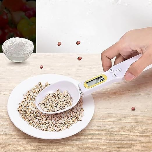 Digital Kitchen Scale, 500g/0.1g, Multi-Function with Spoon Scale and LCD Display, White