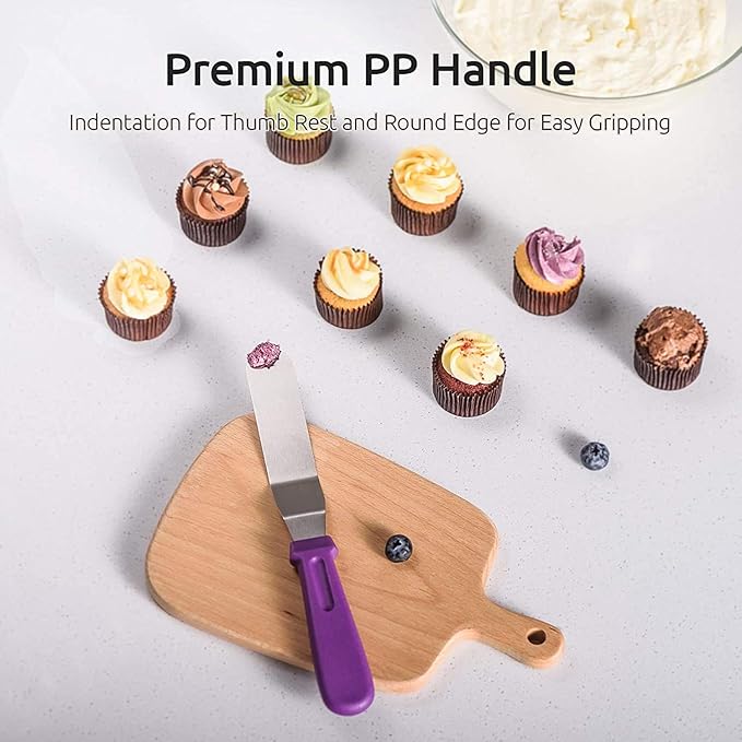 U-Taste 18/0 Stainless Steel Icing Spatula with PP Plastic Handle, and Upgraded Measuring Cups and Spoons Set of 10 with Reinforced Welded Handle (Purple)