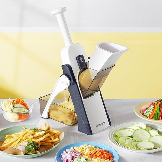 Multifunctional Kitchen Gadgets Mandoline Food Slicer, Safe Veggie Chopper Vegetable Cutter, French Fry Cutter Onion Chopper Vegetable Slicer Fruit Cutter Dicer For Meal Prep - DeepBlue