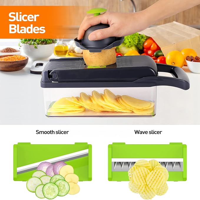 APSARAS USA Pro 15 in1 Vegetable Chopper, Onion Chopper, Food Chopper with Container, Vegetable Cutter & Spiralizer for Onion Salad, Slicer&Spiralizer(Home Essential Gadget&Kitchen) 1.5L