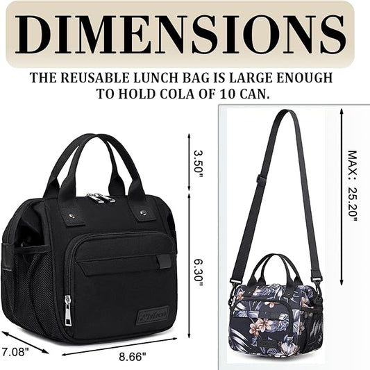 TuErCao Hibiscus Small Lunch Bag Lightweight Insulated Lunch Box for Women Work Portable Soft Cooler for Picnic Travel Road Trips, Loncheras para Mujer