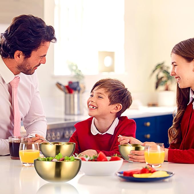 10Pcs Gold Mixing Bowls, Stainless Steel Gold Esthetician Bowls, 5.9Inch Dessert Serving Facial Bowl for Wedding Party Baking Prepping Serving Food Facial Salad Fruit Snack Soup Cereal