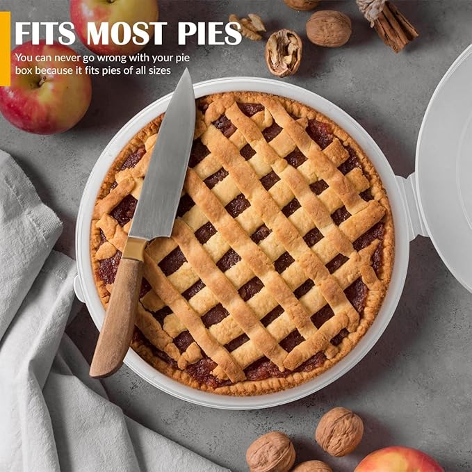 Pie Carrier with Airtight Lid - BPA Free Pie Storage Container with Cover - Transport Keeper for Most Bakery - Plastic Pie Dish Holder