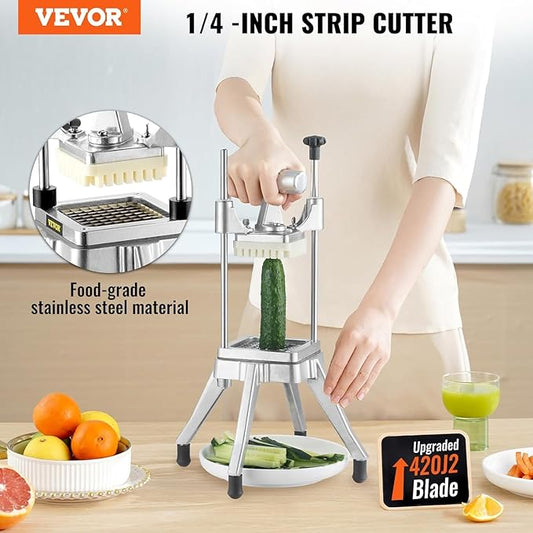 Happybuy Commercial Vegetable Fruit Chopper 1/4" Blade Heavy Duty Professional Food Dicer Kattex French Fry Cutter Onion Slicer Stainless Steel for Tomato Peppers Potato Mushroom