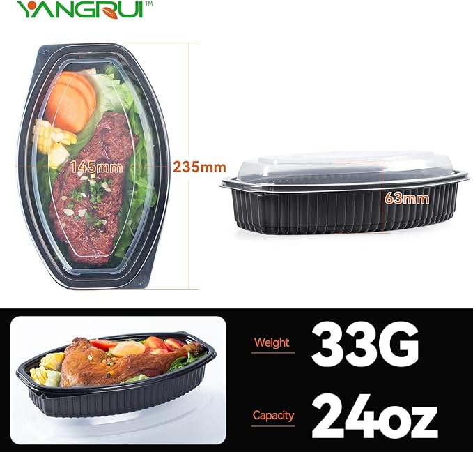 YANGRUI To Go Containers, Shrink Wrap 40 Pack 24oz Leak Proof Reusable Machine Washable Meal Prep Container BPA Free Microwave Freezer Safe Take Out Containers