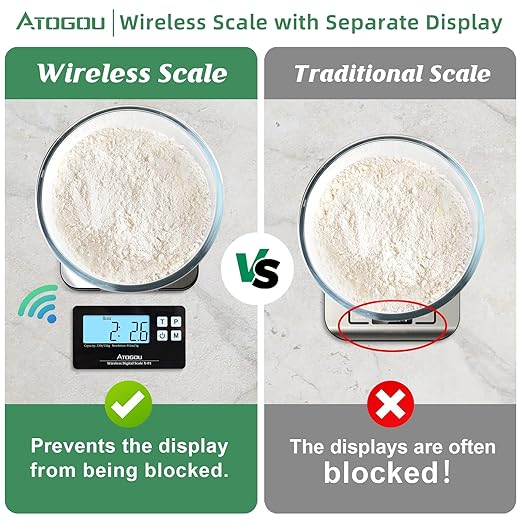 33lb Wireless Kitchen Scale with Remote Display, 1g/0.1oz Precise Graduation, Food-Grade 304 Stainless Steel, Magnetic, Digital Food Scale for Cooking, Postage, Shipping, Etc. Black